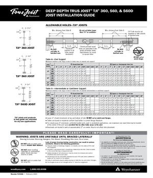 Installation Guide for Deep Depth TJI 360, 560 and 560D Joists