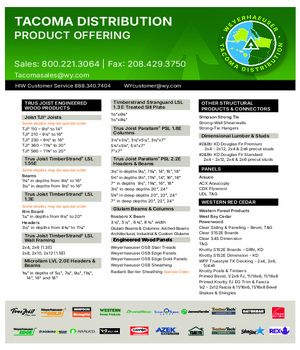 Tacoma, WA Line Card