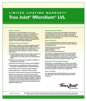 Trus Joist Microllam LVL Warranty