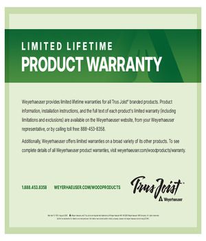 Trus Joist Product Warranty Certificate