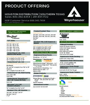 Houston, TX Line Card