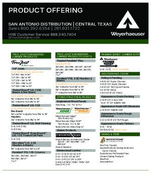 San Antonio, TX Line Card