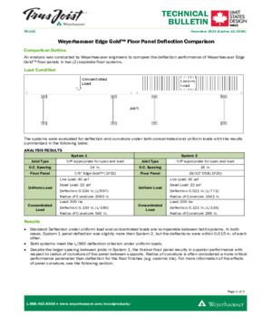 Weyerhaeuser Edge Gold™ Floor Panel Deflection Comparison