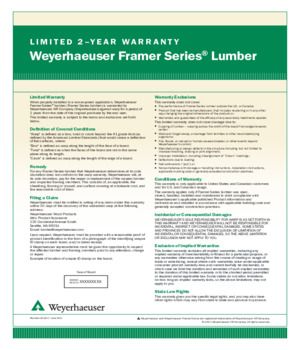 Weyerhaeuser Framer Series Lumber Warranty