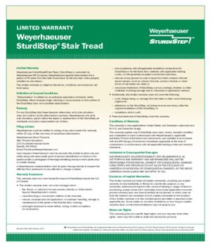 Weyerhaeuser SturdiStep Stair Treads Warranty