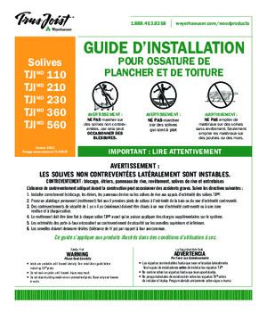 Guide D’installation Pour Ossature De Plancher Et De Toiture