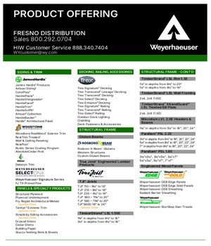 Fresno, CA Line Card