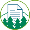 Icon for Data and GRI Index, showinga  document superimposed over a mountain with trees in the foreground.