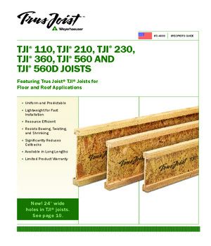 SPECIFIER'S GUIDE FOR TJI 110, 210, 230, 360, AND 560 JOISTS - USA
