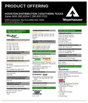 Houston, TX Line Card
