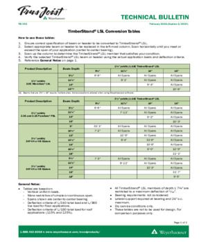 TimberStrand LSL Conversion Tables