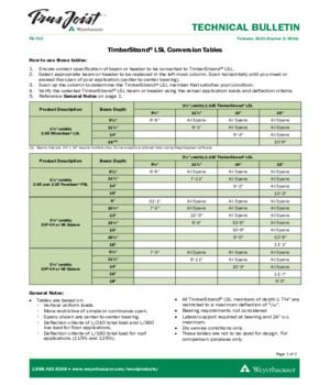 TimberStrand LSL Conversion Tables