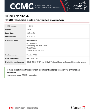 Canadian CCMC ER No. 11161-R