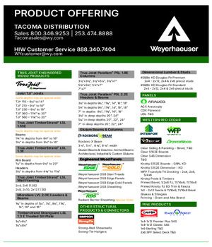 Tacoma, WA Line Card