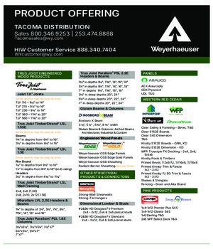 Tacoma, WA Line Card