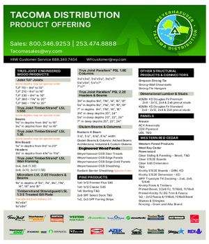 Tacoma, WA Line Card