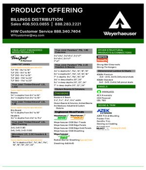 Billings, MT Line Card