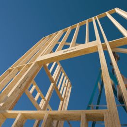 Image for engineered lumber, showing a frame for a house.