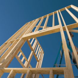 TimberStrand LSL Wall Framing and Studs used to create the frame for a house.