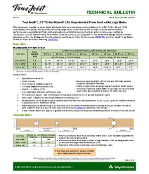 Trus Joist® 1.5E TimberStrand® LSL Unprotected Floor Joist with Large Holes