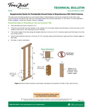 Supplemental Guide for Permissible Round Holes in Weyerhaeuser SCL Wall Columns