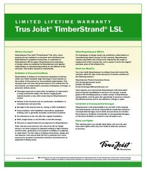 Trus Joist TimberStrand LSL Warranty