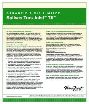 Trus Joist TJI Joist Warranty (French)