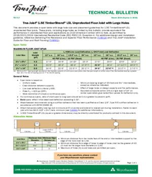 Trus Joist® 1.5E TimberStrand® LSL Unprotected Floor Joist with Large Holes