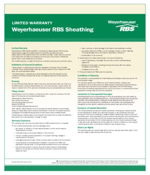 Weyerhaeuser Radiant Barrier Sheathing (RBS) Warranty