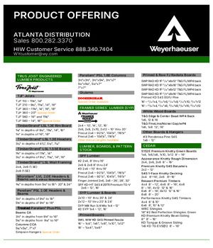 Atlanta, GA Line Card