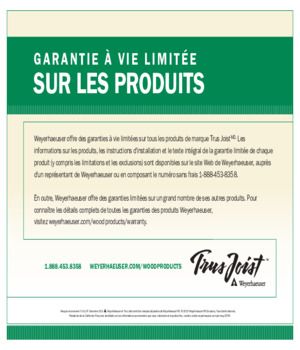 Trus Joist Product Warranty Certificate (French)