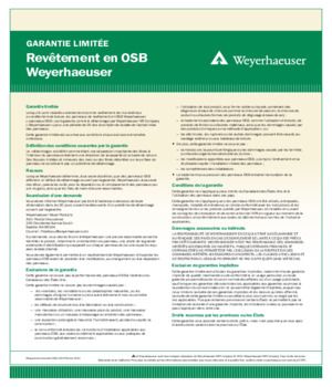 Weyerhaeuser OSB Sheathing Warranty (French)