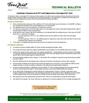 Installing a Replacement TJI® Joist Adjacent to a Damaged TJI® Joist