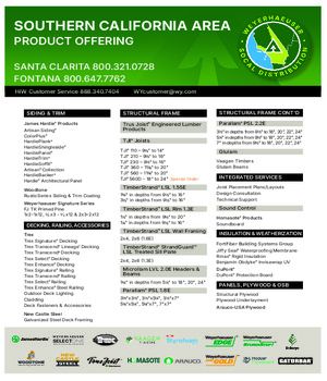 Southern California Area Line Card