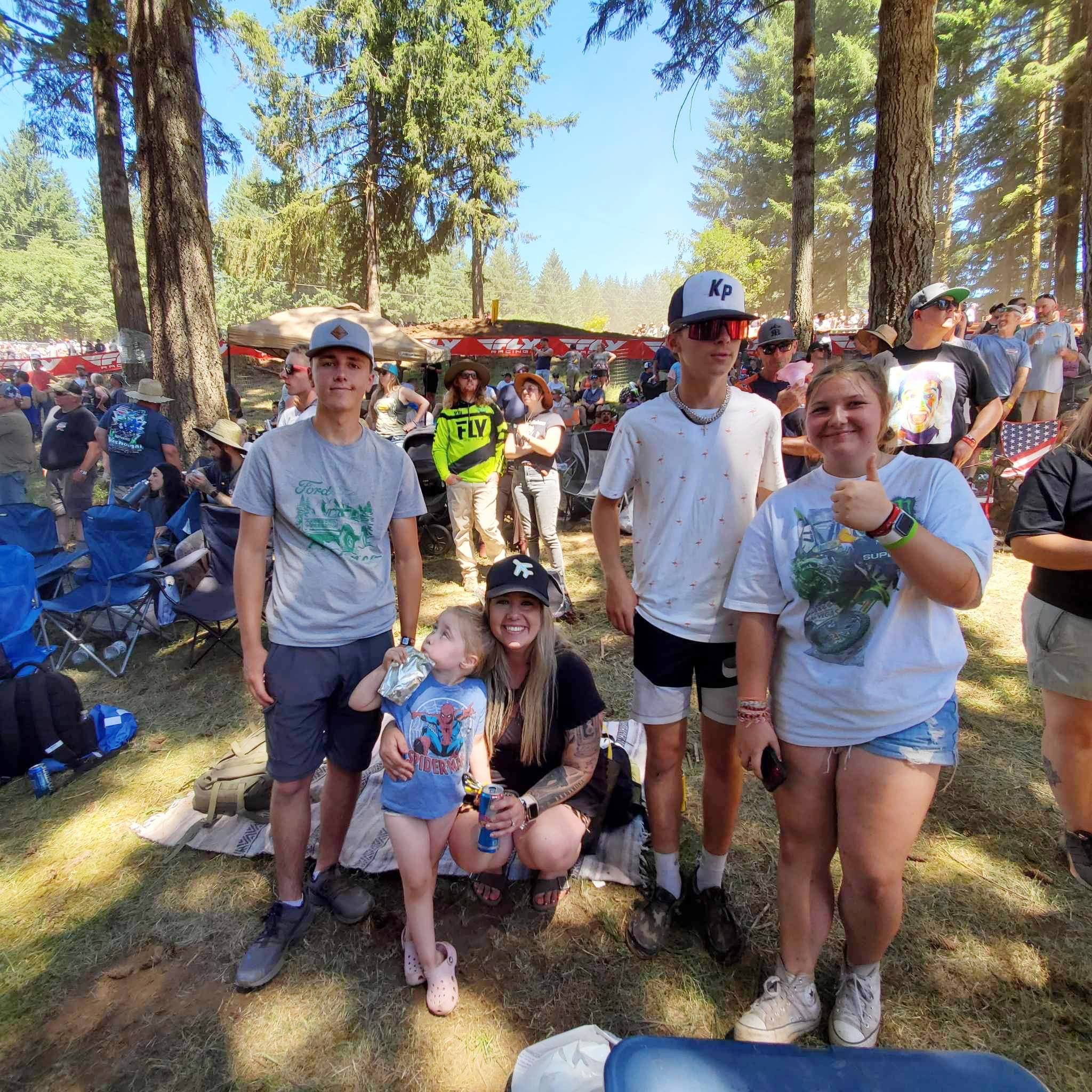 Image of Rachael and her four kids at the Washougal Motocross races.