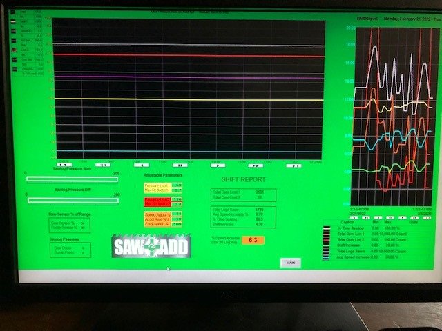 Image of a SawADD machine, showing various sensor readings.