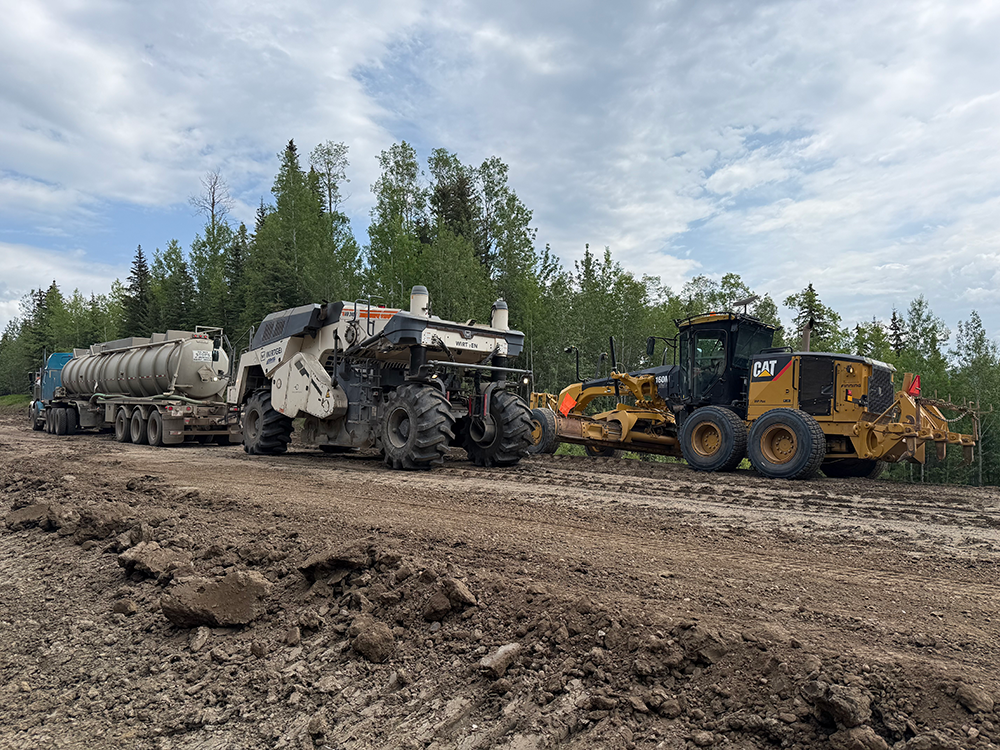 Image of numerous pieces of equipment that were used in creating the new road.
