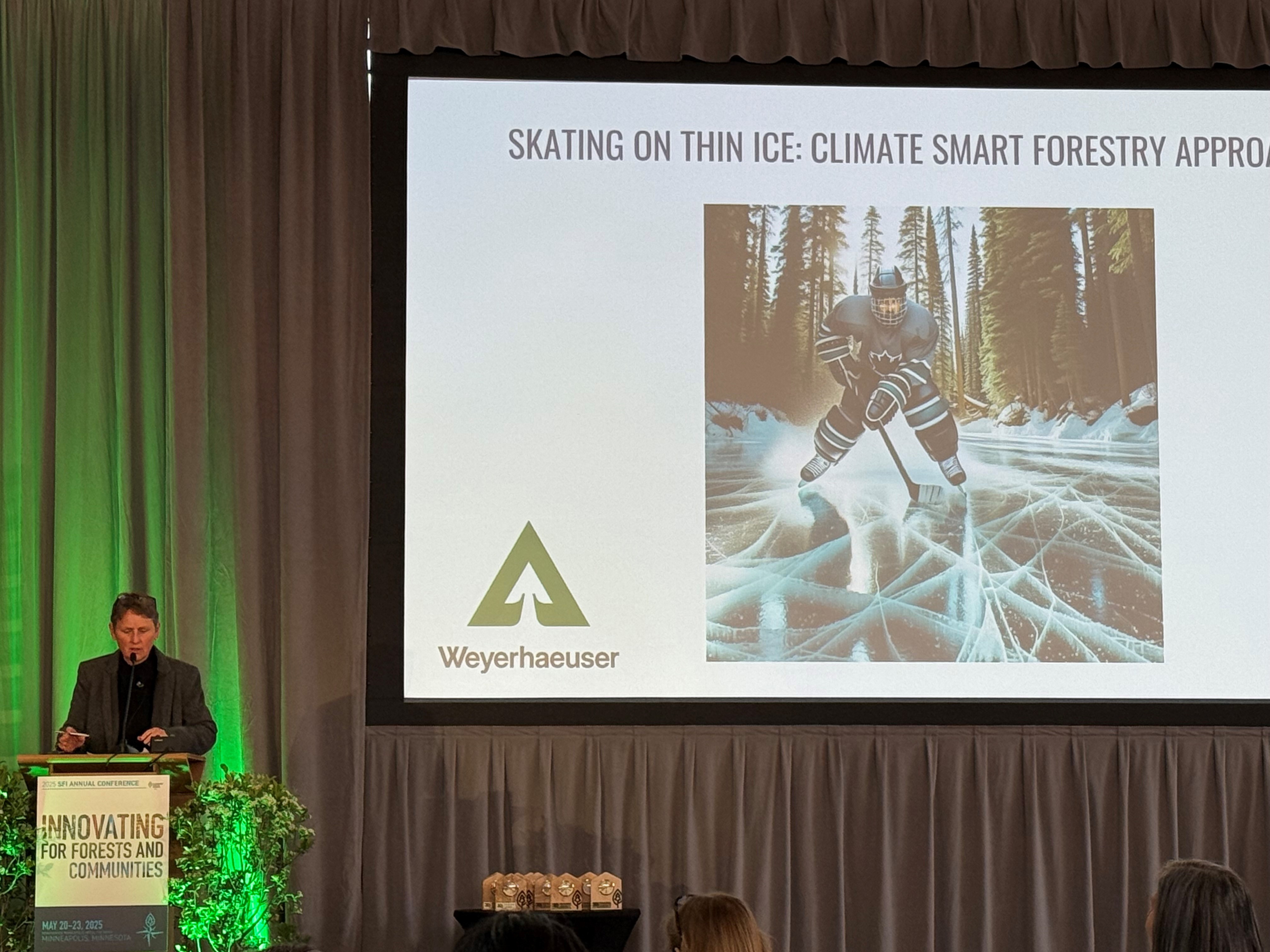 Image of Wendy Crosina making a presentation at the 2025 SFI conference.