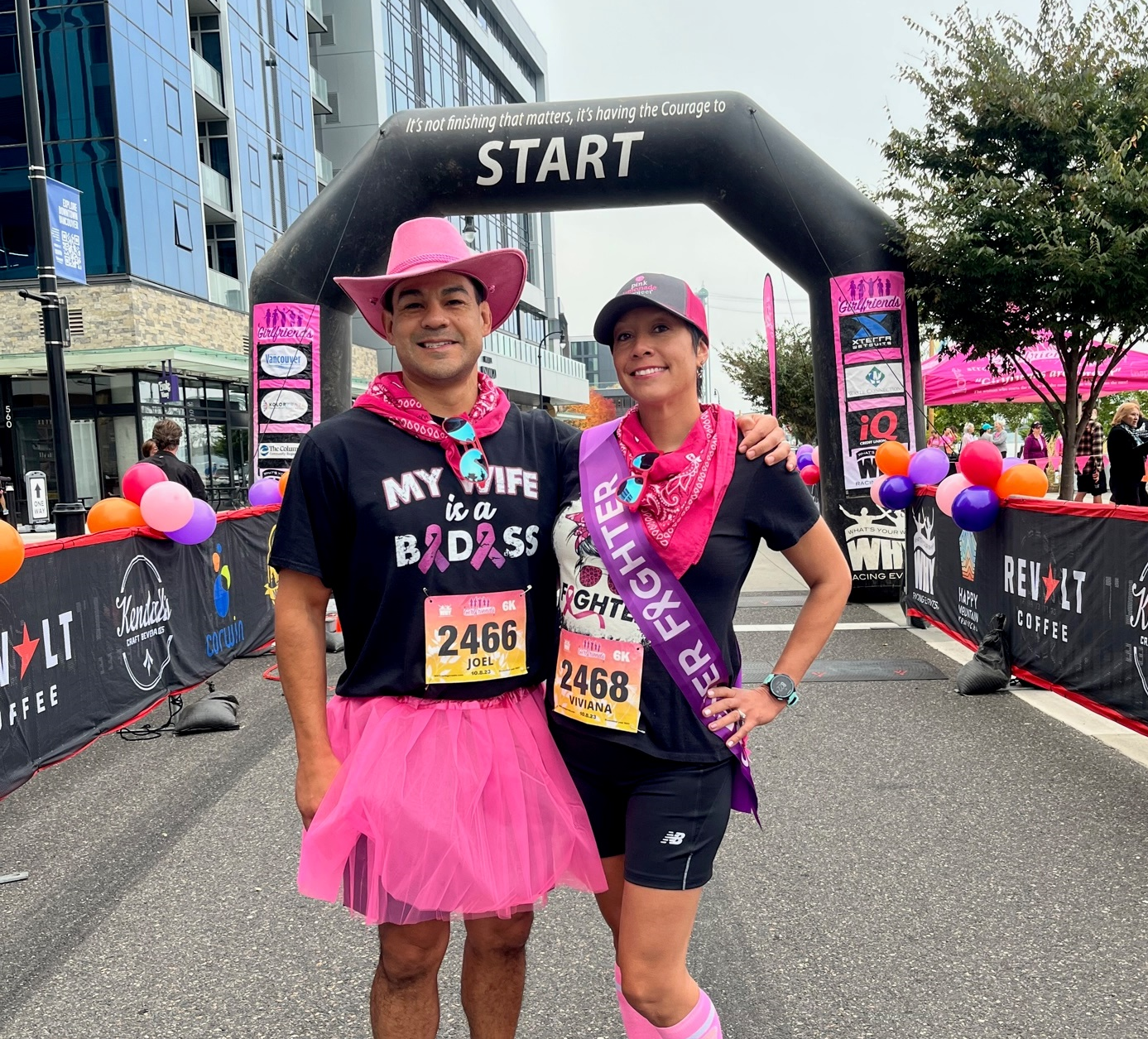 Image of Viviana and her husband as Girlfriend's Run for a Cure ambassadors during this year's Breast Cancer Awareness month.