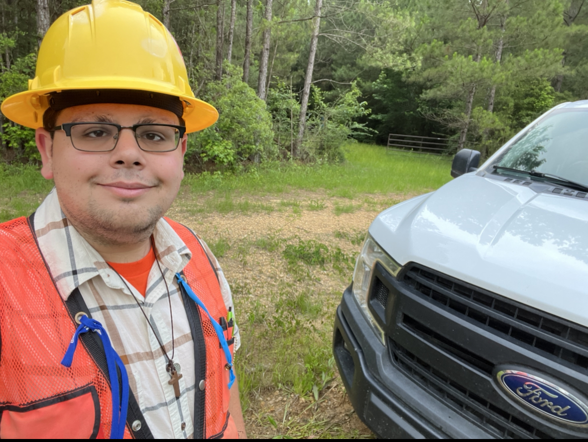 Image of Quentin preparing to do a field test.