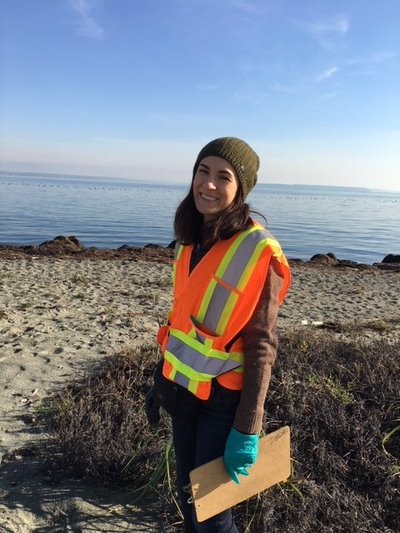Clara and teammates at the Vancouver Parallam plant taking part in a shoreline cleanup volunteer project.