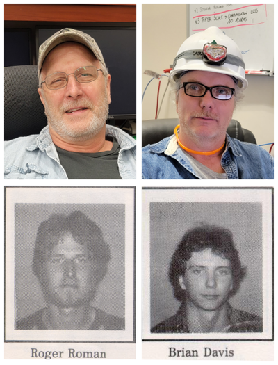 Roger Roman and Brian Davis (pictured with their original ID photos) were two of the mill's original employees.