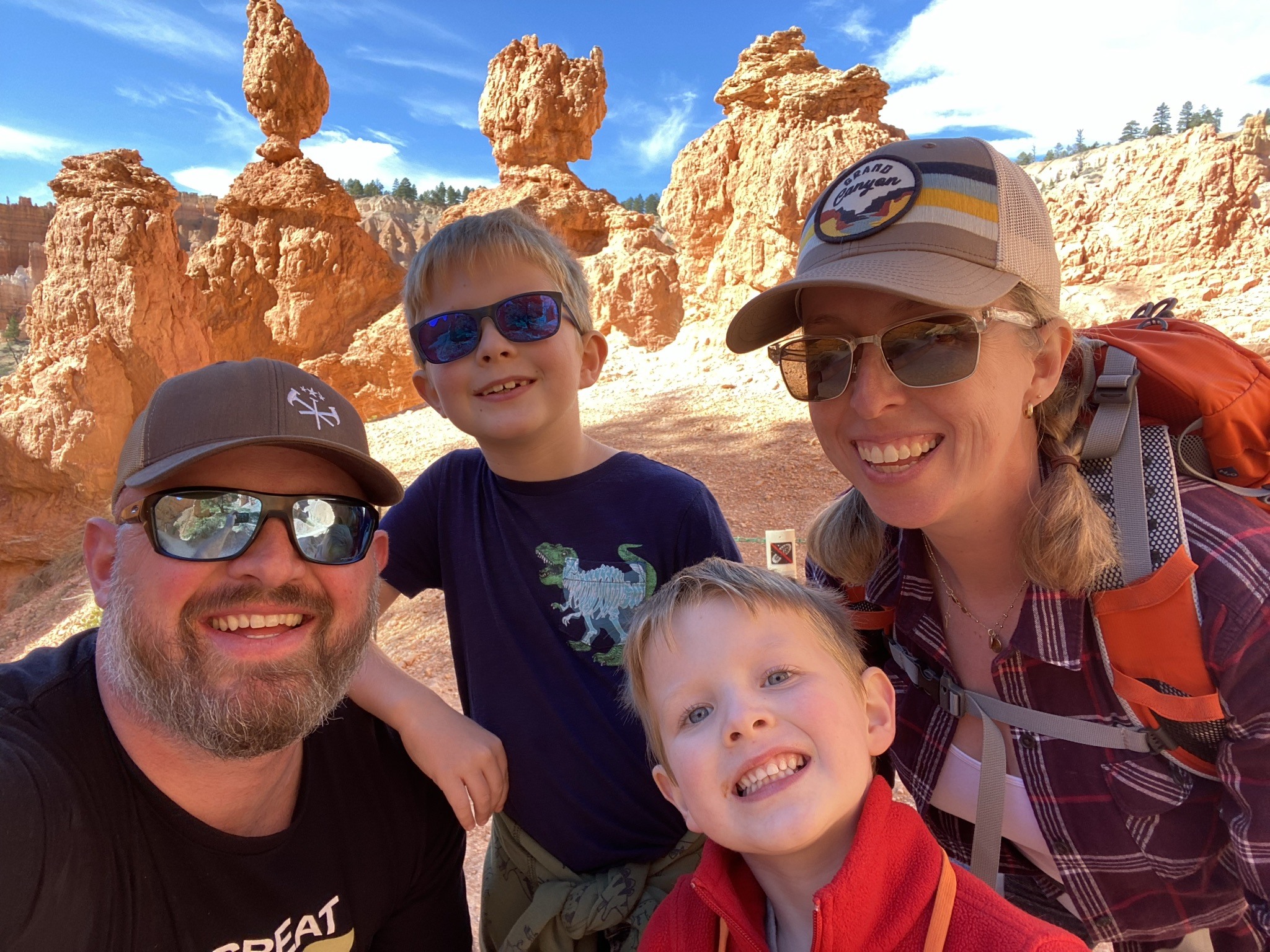 Laura hiking with her family in Bryce Canyon.