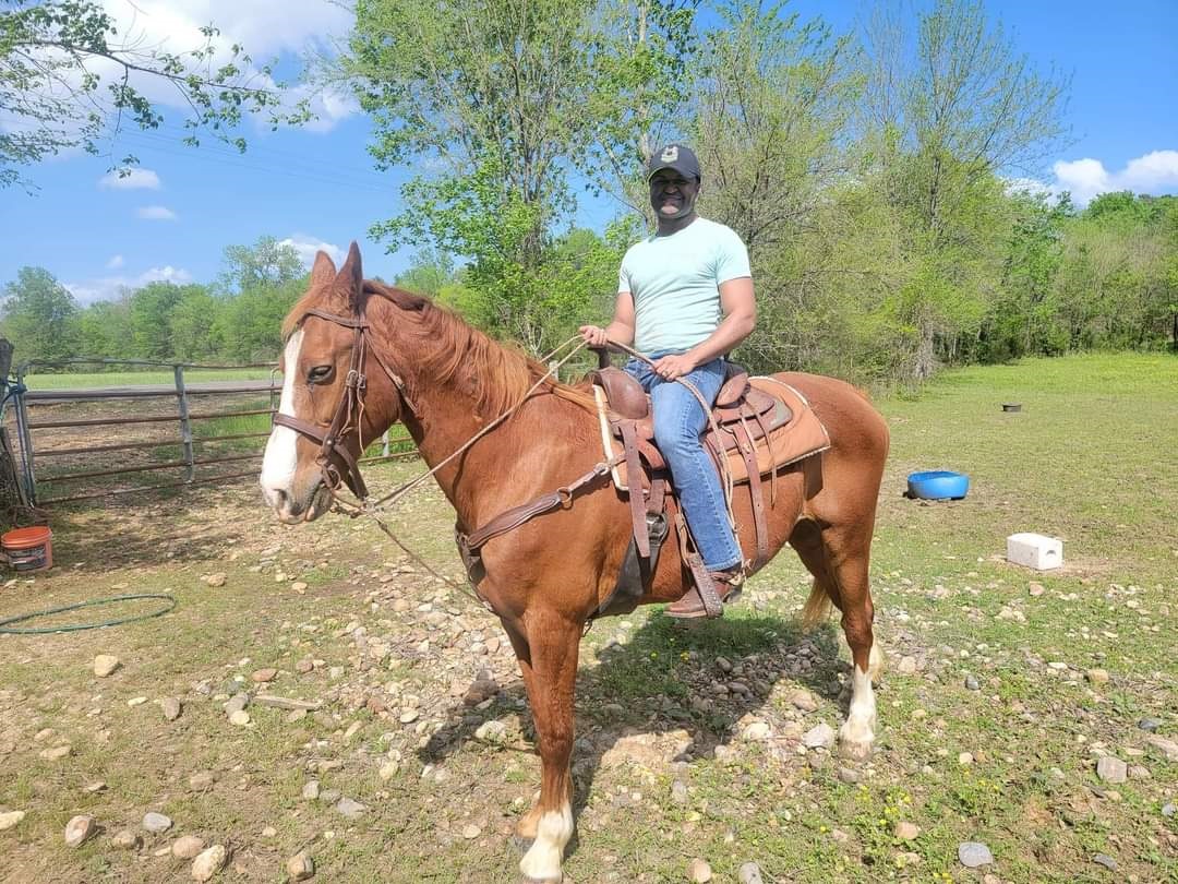 Shaun on his horse Pegasus.