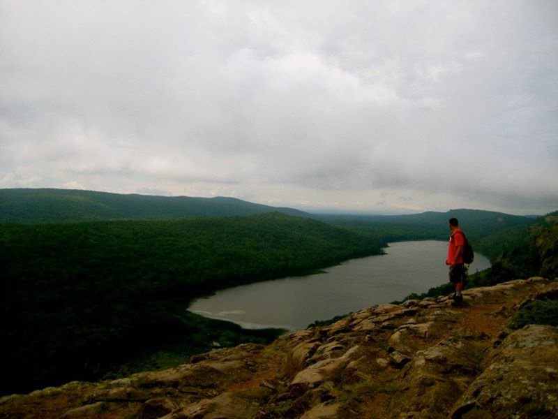 Erik hikes in the Porcupine Mountains Wilderness State Park in Michigan’s Upper Peninsula, home of the most extensive stand of old growth northern hardwood forest in North America west of the Adirondack Mountains.