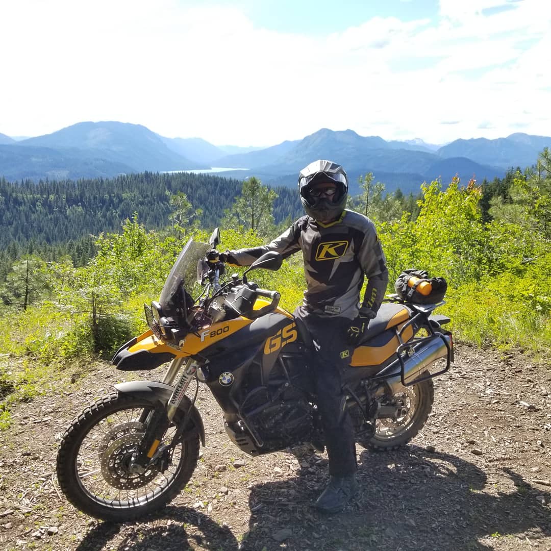 Image of Josh on his motorcycle from one of his adventure rides.