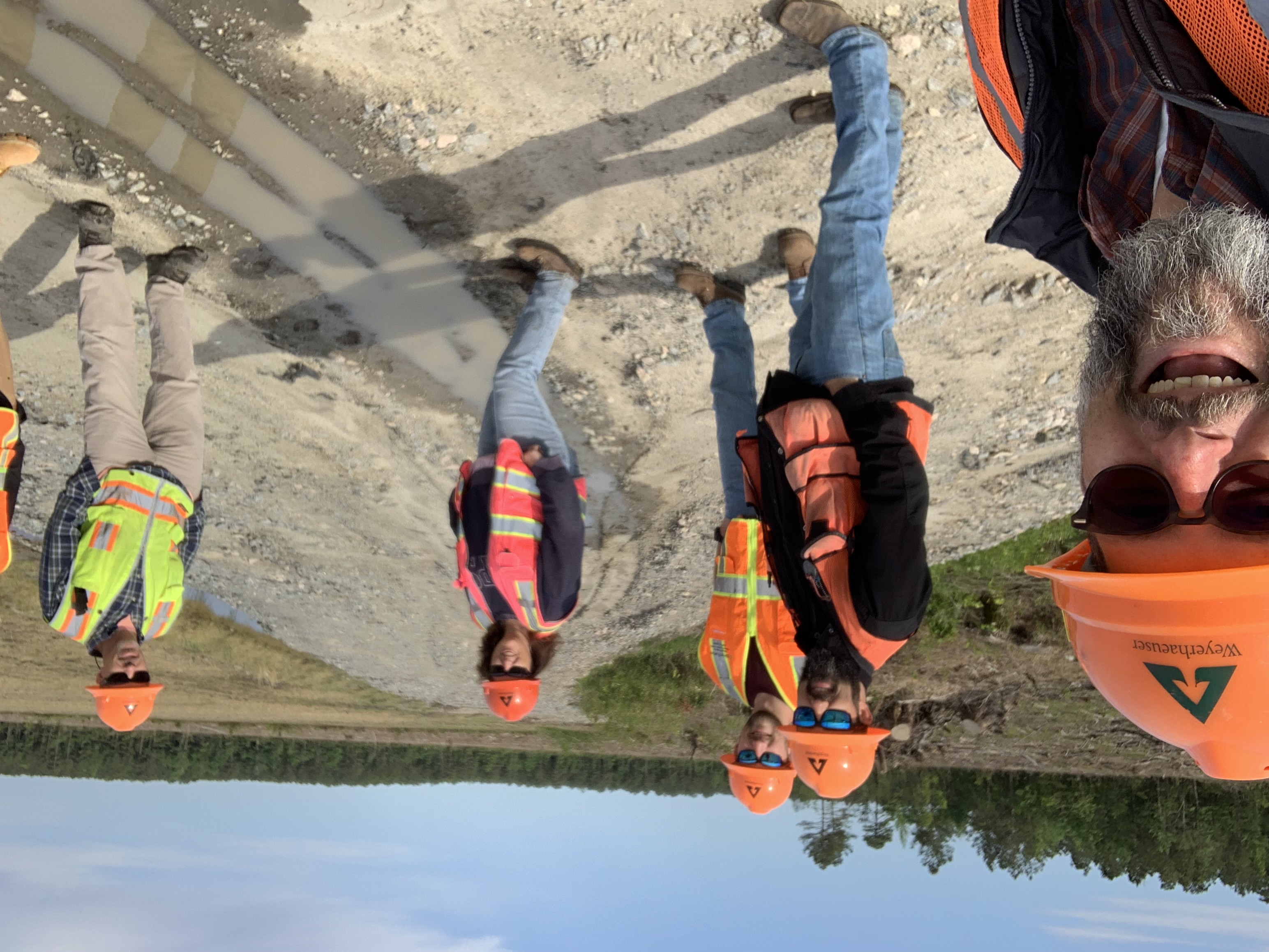 Image of Chad Leatherwood, Edwin Price, Avery Cauley, Gail Currie and Brett Lenyszyn auditing a supplier's property near our sawmills in Greenville and Plymouth, North Carolina.