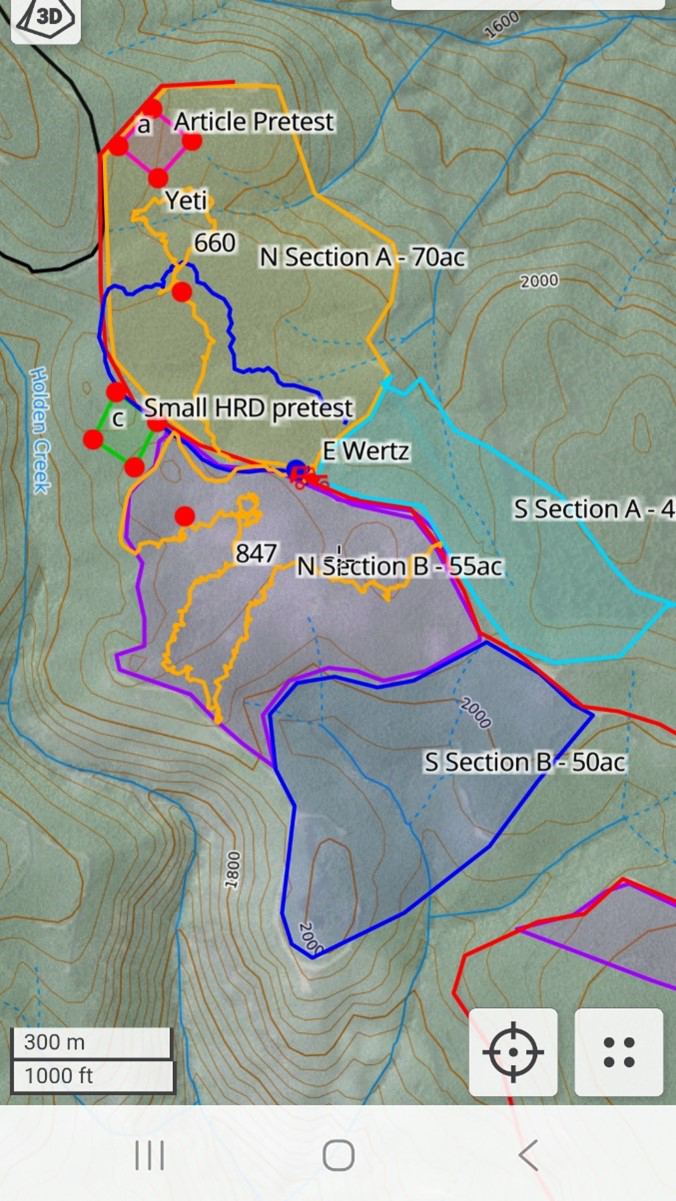 Image showing the layout of a mobile app for mapping and tracking during a search operation.