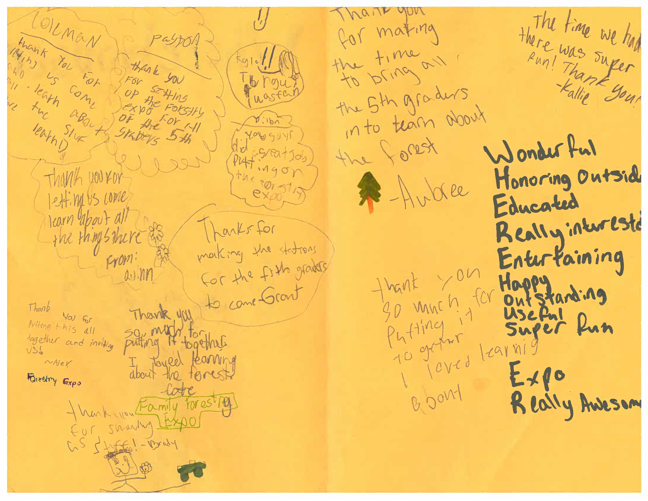 Image of a homemade card one of the attending classes sent to Elise following the event.