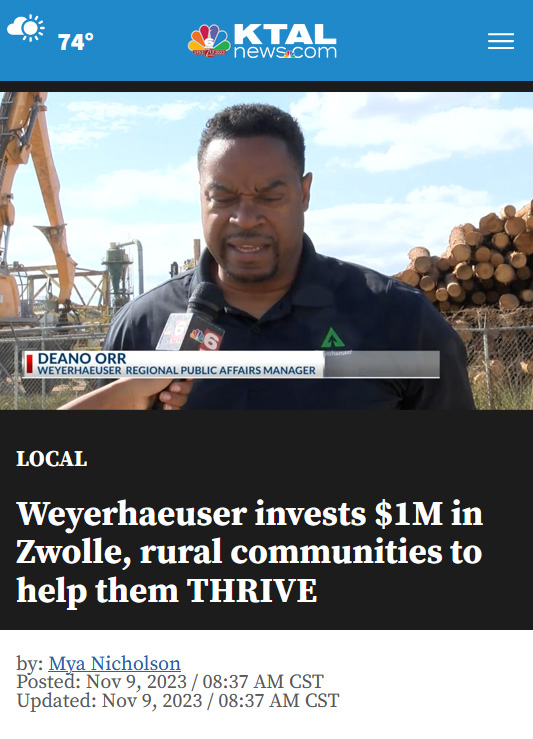 Image of local NBC news coverage of the THRIVE investment.